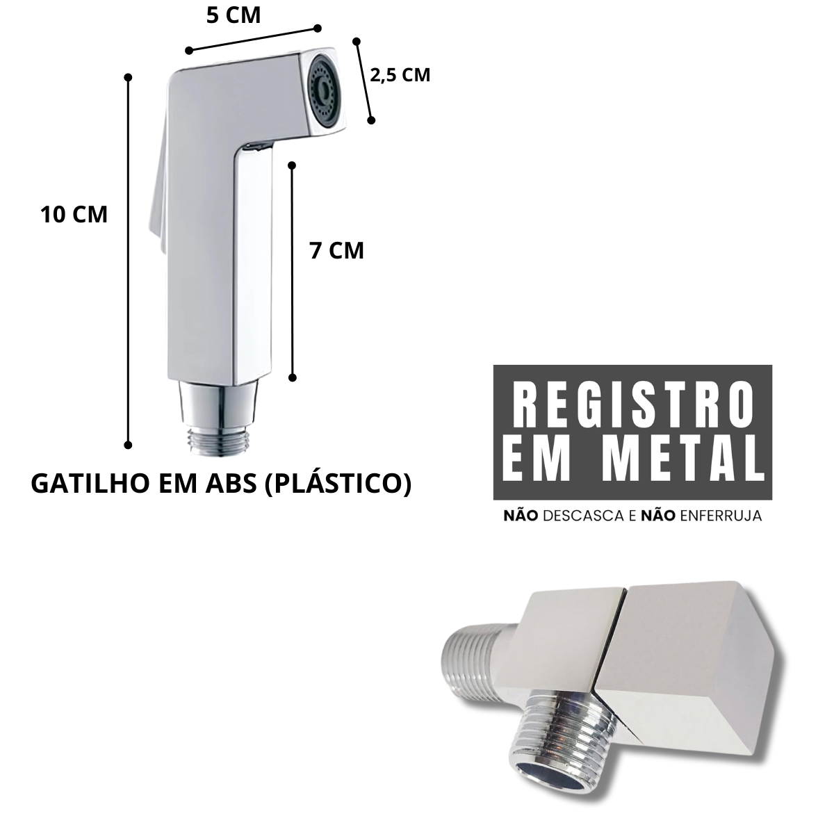 Ralo Banheiro Click Inox 10x10 + Ducha Higienica Cromada:cromado - 2