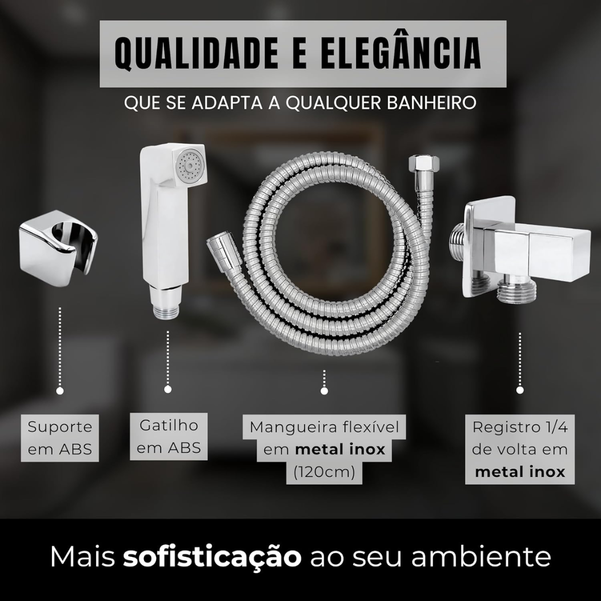 Ralo Banheiro Click Inox 10x10 + Ducha Higienica Cromada:cromado - 10