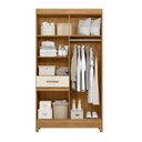 Ver imagem 3 de Guarda Roupa Roupeiro Siena 5 Portas 1 Gaveta Detalhes Frisados e Espelho Freijó Off White Moval