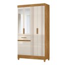 Ver imagem 4 de Guarda Roupa Roupeiro Siena 5 Portas 1 Gaveta Detalhes Frisados e Espelho Freijó Off White Moval