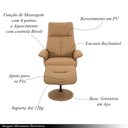 Ver imagem 4 de Poltrona de Massagem Reclinável e Giratória Arizona com Apoio de Pés Pu Caramelo G56 - Gran Belo