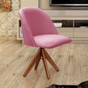 Ver imagem 2 de Poltrona Gaia Base Giratória de Madeira Cor:Suede Rosa 280