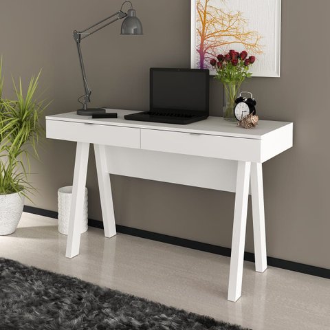 Escrivaninha Cavalete 120cm com 2 Gavetas Me4128 Branco