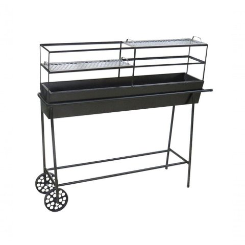 Churrasqueira Espetinho Comercial com 2 Grelhas e Carrinho