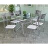 Conjunto Mesa 1,40M com 6 Cadeiras Tampo de Vidro Kappesberg Cromado/Branco - 1