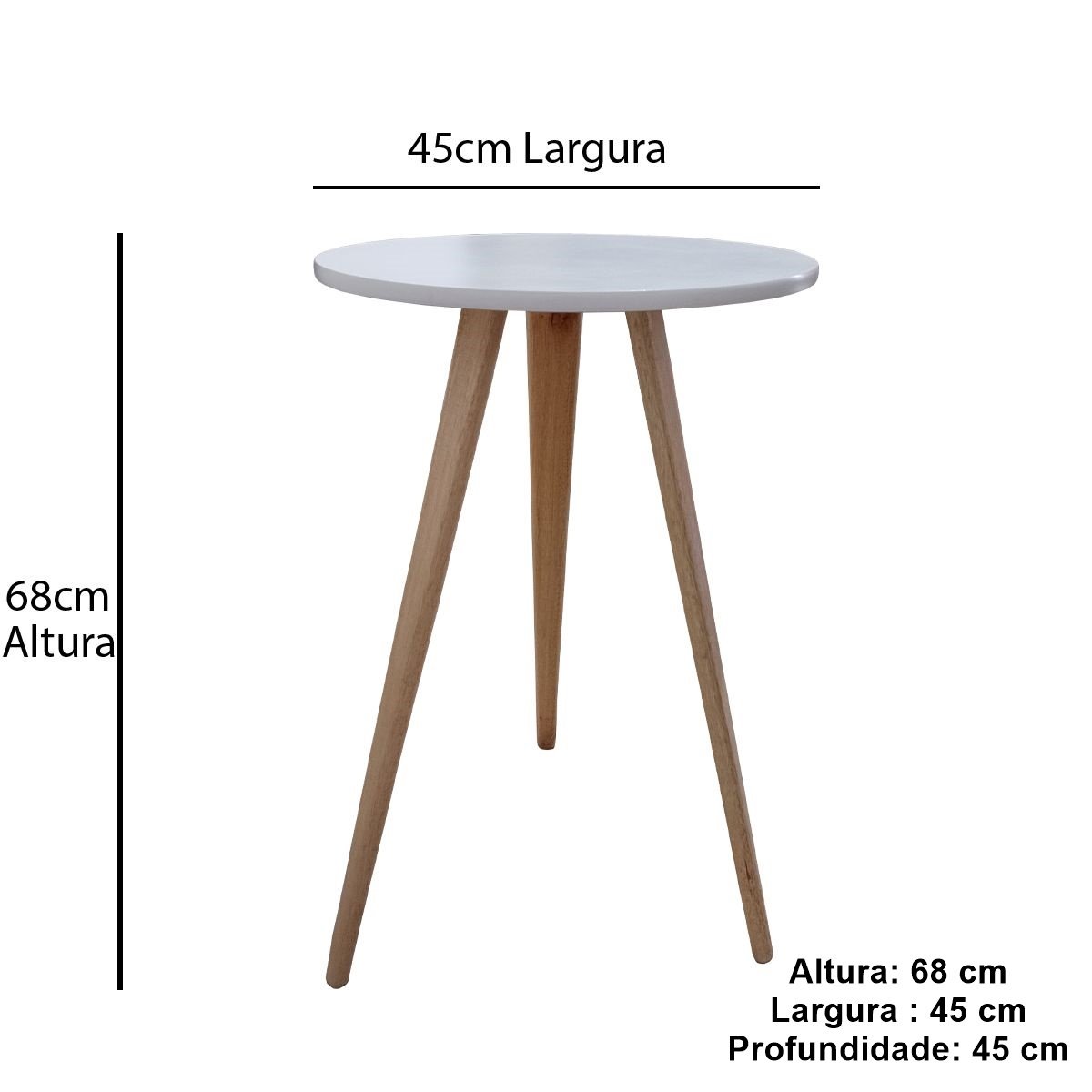 Mesa Redonda Lateral Canto Apoio Sala Quarto Pé Palito 68 Cm:branco - 5