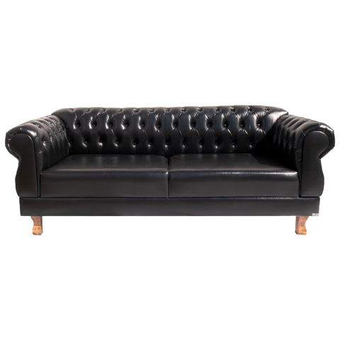 Sofá Chesterfield Capitone Elisabeth Corano Preto 2,30cm