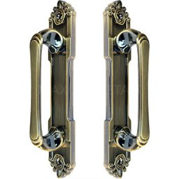 Puxador Duplo Colonial Porta Correr Madeira Rústico 220mm Atenas Bronze Antigo - 1