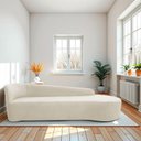 Ver imagem 1 de Recamier Curvo Orgânico 180cm 3 Lugares Lado Direito para Sala Estar Bouclé Paris Bege
