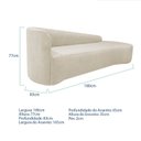 Ver imagem 3 de Recamier Curvo Orgânico 180cm 3 Lugares Lado Direito para Sala Estar Bouclé Paris Bege