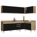 Ver imagem 1 de Armário de Cozinha Modulado de Canto 6 Peças Cp32 Balcão com Tampo Castanho/preto - Lumil Lumil Móve