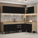 Ver imagem 2 de Armário de Cozinha Modulado de Canto 6 Peças Cp32 Balcão com Tampo Castanho/preto - Lumil Lumil Móve