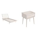 Ver imagem 2 de Cama de Solteiro + 1 Mesa de Cabeceira Nordik Branco/Lavado