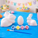 Ver imagem 1 de Coelhos Ovos Páscoa para Colorir com Tintas Pincel Kit 20pçs