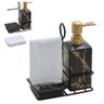 Kit Sabonete Liquido Suporte e Toalha Banheiro Preto Marmore - 1