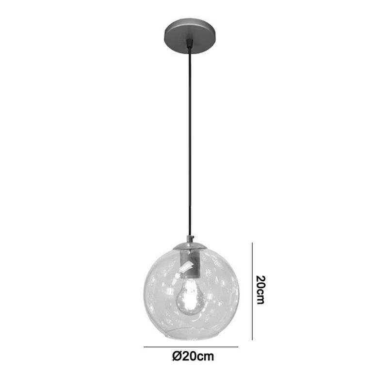 Pendente New Boru na Cor Preto com Globo Âmbar 20cm para 1 Lâmpada E27 Bivolt - NEWBORU-AMB-PT - 4