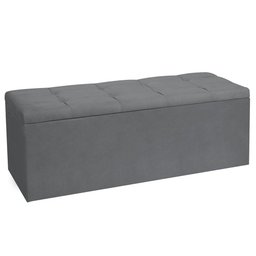 Kit Painel e Calçadeira Baú Solteiro 0,90m Roma Suede - Pallazio Cor Cinza - 8