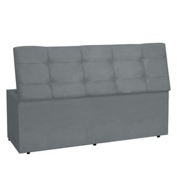 Kit Painel e Calçadeira Baú Solteiro 0,90m Roma Suede - Pallazio Cor Cinza - 4