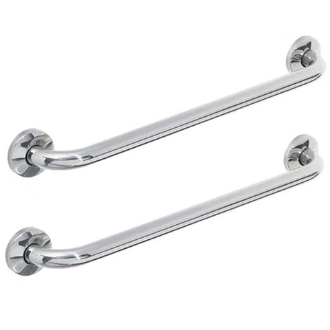 Barra de Apoio 80cm Inox Kit 2 Uni Acessibilidade Suporte Anti Queda Idoso Gestante Banheiro Corrima