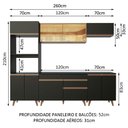 Ver imagem 4 de Armário de Cozinha Completa 260cm Preto/rustic Reims Madesa 02