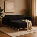 Ver imagem 3 de Sofá com Chaise Lado Esquerdo Cocie 3 Lugares 230cm Preto Acinzentado Linho Sofá Home