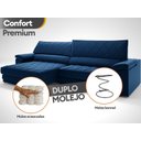 Ver imagem 5 de Sofá de Duplo Molejo com Carregador Usb, Retrátil e Reclinável Viena 2,90m Veludocristal Azul