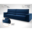 Ver imagem 2 de Sofá de Duplo Molejo com Carregador Usb, Retrátil e Reclinável Viena 2,90m Veludocristal Azul