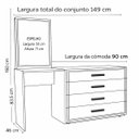 Ver imagem 2 de Conjunto Cômoda Penteadeira com Espelho 150cm 4 Gavetas Valência Politorno Móveis