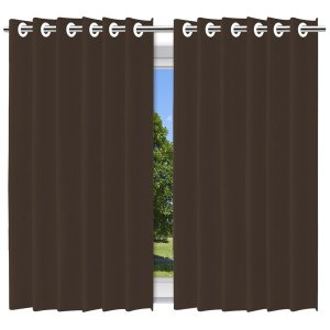 Cortina Blackout com Forro 2 em 1 Voil Marrom com Ilhos - 280x160cm