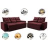 Conjunto de Sofá 3 e 2 Lugares Retrátil e Reclinável 2.00x1.50m Cama Inbox Smal Suede Vinho - 3