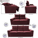 Ver imagem 2 de Conjunto de Sofá 3 e 2 Lugares Retrátil e Reclinável 2.00x1.50m Cama Inbox Smal Suede Vinho