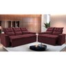 Conjunto de Sofá 3 e 2 Lugares Retrátil e Reclinável 2.00x1.50m Cama Inbox Smal Suede Vinho - 1
