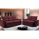 Ver imagem 1 de Conjunto de Sofá 3 e 2 Lugares Retrátil e Reclinável 2.00x1.50m Cama Inbox Smal Suede Vinho