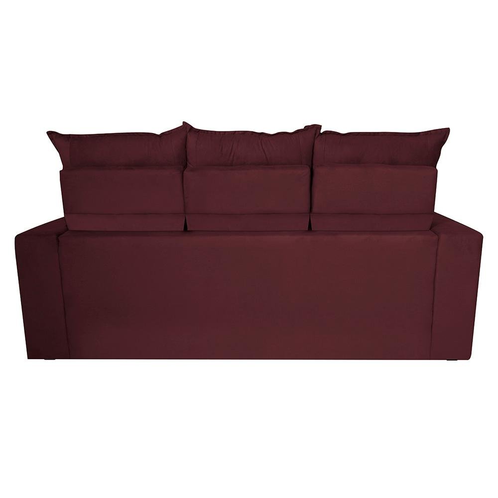 Conjunto de Sofá 3 e 2 Lugares Retrátil e Reclinável 2.00x1.50m Cama inBox Smal Suede Vinho - 6