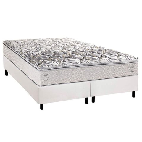 Conjunto Box Queen: Colchão Espuma Herval Ag65 Santorini C1604 + Base Crc Corano White (158x198)