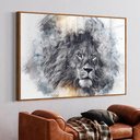 Ver imagem 1 de Quadro Decorativo Leão Artístico em Moldura Caixa Tacolado Moldura Trad 1cm Preta sem Vidro 40 X 60c