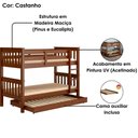 Ver imagem 5 de Beliche Madeira Maciça com Cama Auxiliar 730x715ea Castanho Acetinado Marjori