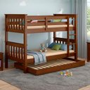 Ver imagem 2 de Beliche Madeira Maciça com Cama Auxiliar 730x715ea Castanho Acetinado Marjori