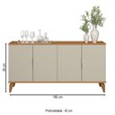 Ver imagem 4 de Balcão Buffet Évora 4 Portas Jequitiba/off White Fosco - Linea Brasil