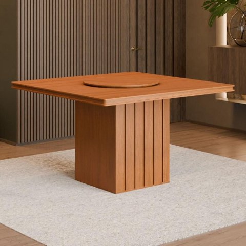 Mesa de Jantar Quadrada com Tampo Giratório 8 Lugares Multimóveis Cr50231 Cinamomo