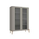 Ver imagem 2 de Cristaleira com 2 Portas 98,5cm Vidro Canelado Pés em Metal Cor:grigio com Dourado