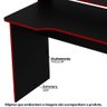 Mesa Escrivaninha Gamer com 4 Nichos Tecno Mobili - Preto/Vermelho - 2