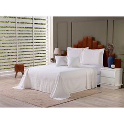 Kit Colcha Cobre Leito Cama de Casal Tecido Rústico Topázio + Capas de Almofada 5 Peças:palha - 1 Kit Colcha Cobre Leito Cama de Casal Tecido Rústico Topázio + Capas de Almofada 5 Peças:palha - 1