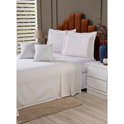 Kit Colcha Cobre Leito Cama de Casal Tecido Rústico Topázio + Capas de Almofada 5 Peças:palha - 2 Kit Colcha Cobre Leito Cama de Casal Tecido Rústico Topázio + Capas de Almofada 5 Peças:palha - 2