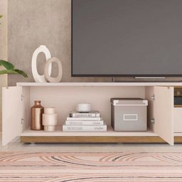 Rack para Tv 75 Polegadas Isis 2 Portas 2 Gavetas Mel/off White - Caemmun - 3 Rack para Tv 75 Polegadas Isis 2 Portas 2 Gavetas Mel/off White - Caemmun - 3