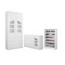 Ver imagem 1 de Roupeiro 2 Porta e Gavetas + Cômoda Algodão Doce MDF + Sapateira Bella