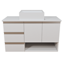 Ver imagem 3 de Balcão Móvel Mdf Armário de Banheiro 80cm com Tampo/cuba Prt Branco Esquerdo com Fundo