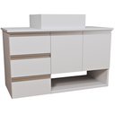 Ver imagem 2 de Balcão Móvel Mdf Armário de Banheiro 80cm com Tampo/cuba Prt Branco Esquerdo com Fundo