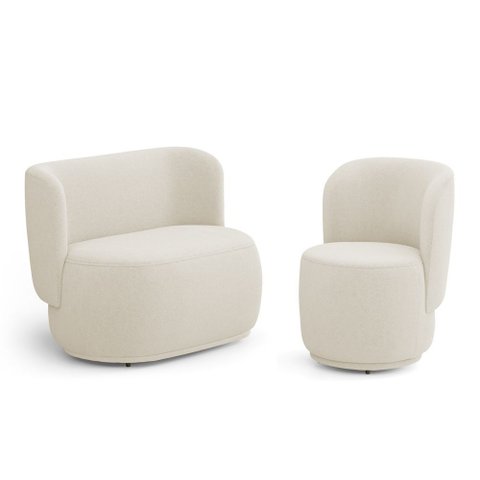 Poltrona e Namoradeira Orgânica Molly Bouclê Bege - Desk Design