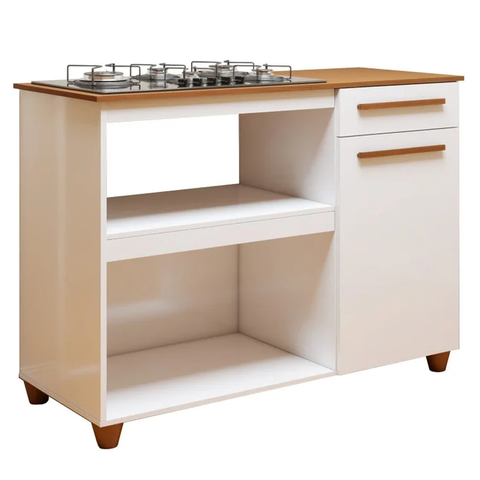 Balcão Chicago para Cooktop 5 Bocas 1 Porta e 1 Gaveta - Kaiki
